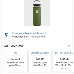 Green, Hydroflask 32oz widemouth